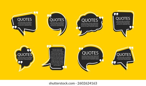 Set of quote bubbles template in a flat design. Bubble comment, message borders. Quote box frame.