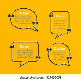 Set of Quote bubbles and templates. For business, information, text. Print design. Quote form. Vector illustration.