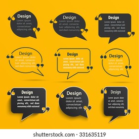 Set of Quote bubbles and templates. For business, information, text. Print design. Quote form. Vector illustration.