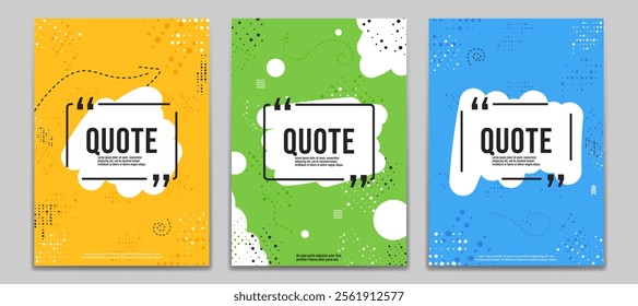 Set of quote or feedback poster. Design for cover, poster, card, banner. 