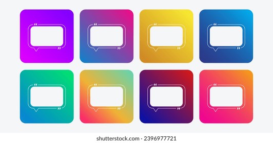 Set of quote frame blank template icon. Social Media Post Design Templates for Quotes. Quote Frame Blank Template Set. Quote Instagram Template. Modern Gradient 