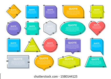 Set Quote frames. Blank template with print information design quotes. Blank template quote. Vector stock illustration.