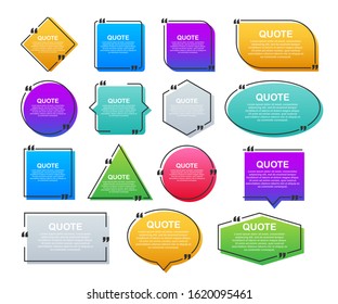 Set Quote frames. Blank template with print information design quotes. Blank template quote. Vector stock illustration.