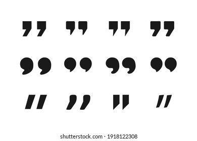 Set Of Quote Mark. Quote Black Flat Simple Icon