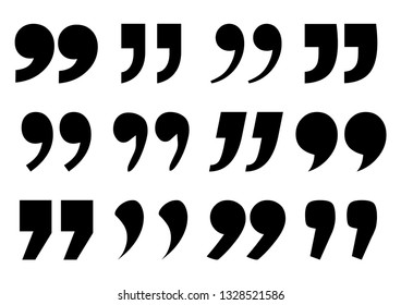 Set of quote mark, black sign isolated on white background. Vector illustration
