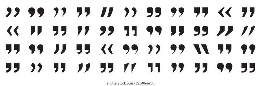 Set of quote mark. Set of quote mark black sign on white background. Quote marks outline. Speech marks. Talk bubble speech icon. Vector quote sign.Vector illustration.