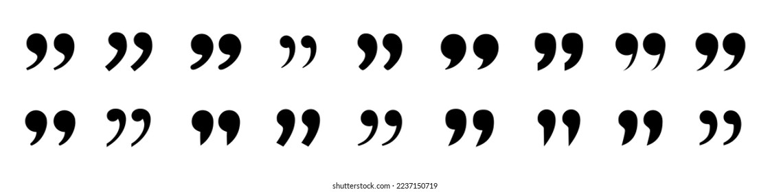 Set of quote mark icons isolated on white background.Quotation marks.Black quotes icon collection.Vector quote sign.Citation.