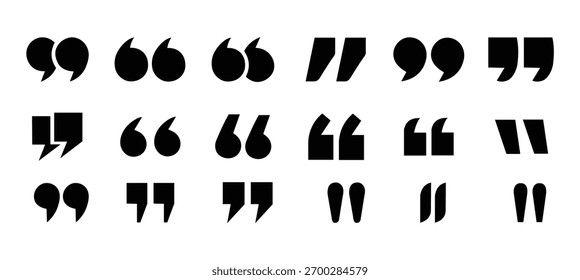 Set of quote mark icons isolated on white background.Quotation marks.Black quotes icon collection.