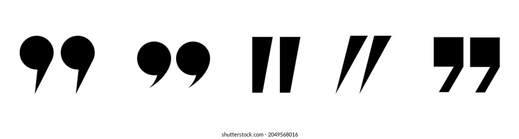 Set of quote mark. Quotes icon vector set. Quotemarks outline, speech marks, inverted commas or talking marks collection.