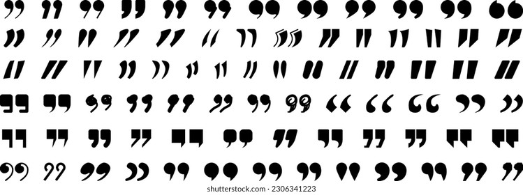 Set of quote mark. Quotes icon vector set. Quotemarks outline. Vector black quote icon set. Vector illustration