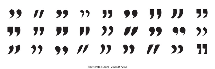 Set of quote mark, quotes icon vector sign design.Set of quote mark icons isolated on white background.Vector Illustration
