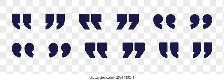 Set of quote mark, quotes icon vector sign design. Deep blue quote icon set.