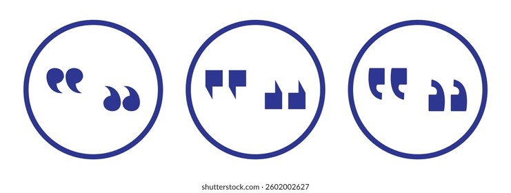 Set of quote mark, quotes icon vector sign design.  quote icon set. double quote icon.