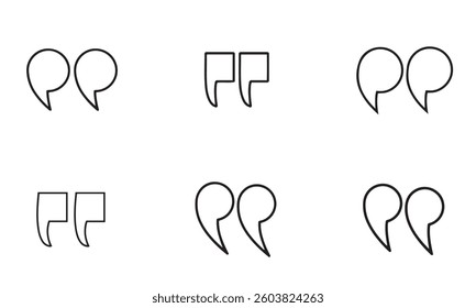 Set of quote mark, quotes icon vector sign design.