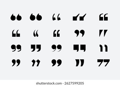 Set of quote mark. Quotes icon vector set. Inverted commas, speech marks, quotemarks, or a group of talking marks