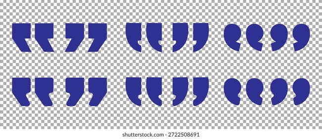 Conjunto de aspas, ícone de aspas, sinal de vetor design. Ícone de citação azul profunda set.eps10