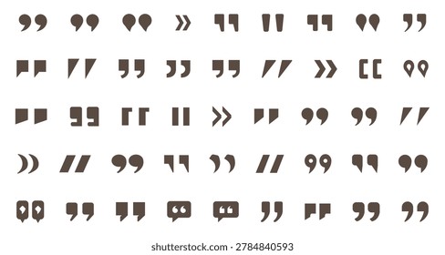 Set of quote mark. Quotes icon vector set. Quotemarks outline. Vector black quote icon set