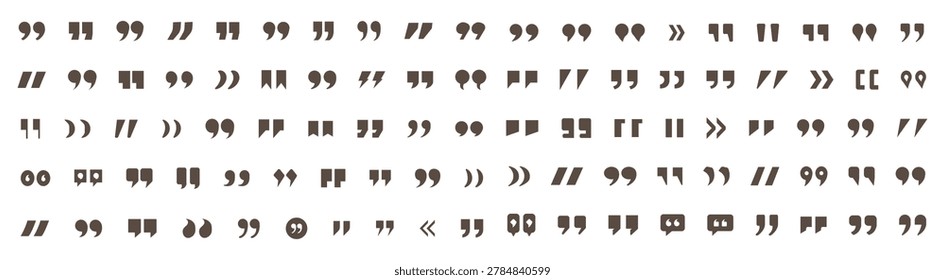 Set of quote mark. Quotes icon vector set. Quotemarks outline. Vector black quote icon set