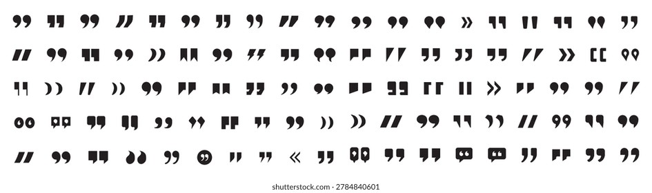 Set of quote mark. Quotes icon vector set. Quotemarks outline. Vector black quote icon set