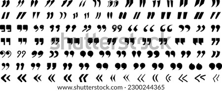 Set of quote mark. Quotes icon vector set. Quotemarks outline. Vector black quote icon set