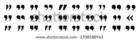 Set of quote mark. Quotes icon vector set. Quotemarks outline, speech marks, inverted commas or talking marks collection. Talk bubble speech icon. Black quotes icon. Vector illustration