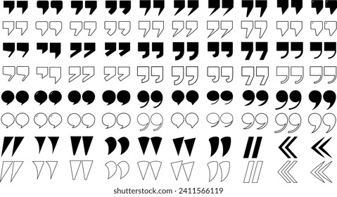 Set of quote mark quotes quotation commas speech comment talking marks bubble icon vector illustration design