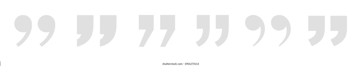 Set of quote mark. Quote vector icon collection. Quotation signs isolated on white background. Talk bubble flat symbols.