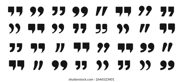 Set of quote marks icon. Inverted commas symbol, quotation mark for conversation or definition