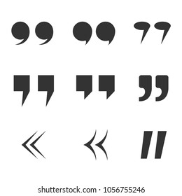 Set of quote marks. Message typography, phrase and quotation. Template design for citations. Vector illustration