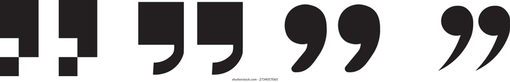 Conjunto de comillas para marcas de voz, colección de comillas en estilo sólido y de contorno. Conjunto de iconos de comillas, Ilustración vectorial de símbolos de comillas dobles. marcas de conversación y diseño de comentarios. Vector, iconos
