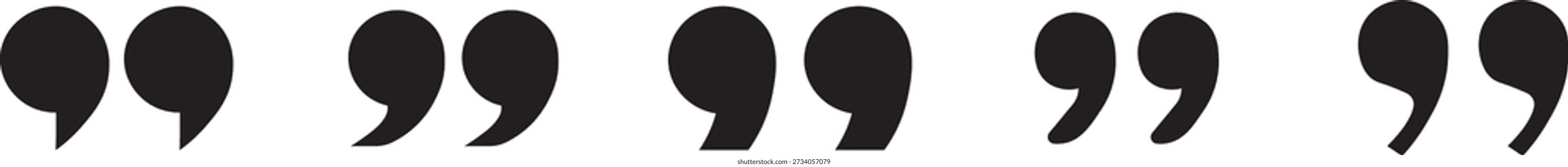Conjunto de comillas para marcas de voz, colección de comillas en estilo sólido y de contorno. Conjunto de iconos de comillas, Ilustración vectorial de símbolos de comillas dobles. marcas de conversación y diseño de comentarios. Vector, iconos
