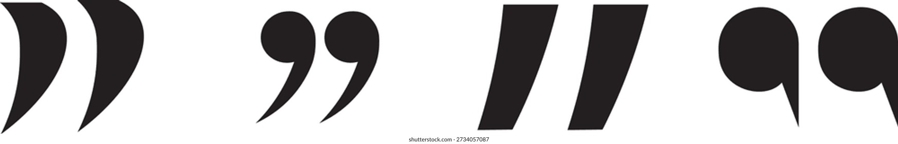 Conjunto de comillas para marcas de voz, colección de comillas en estilo sólido y de contorno. Conjunto de iconos de comillas, Ilustración vectorial de símbolos de comillas dobles. marcas de conversación y diseño de comentarios. Vector, iconos

