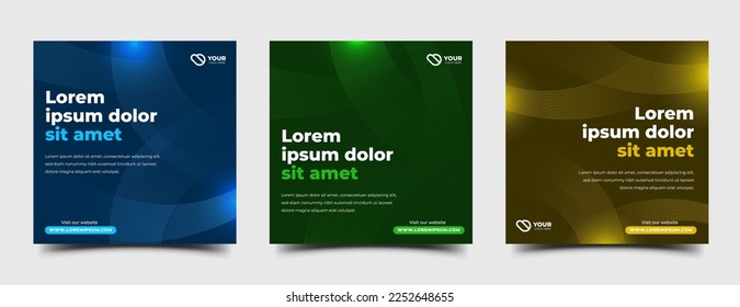 Set of Quote social media post template banner design. Modern banner with abstract colorful line. Usable for social media post, and web	