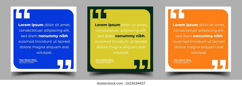 Set of Quote square banner template. Usable for social media post, cover, web, flyer, card.