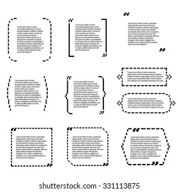 Set of Quote templates. For business, information, text. Print design. Quote form. Vector illustration. Pixel art. Old school computer graphic style.