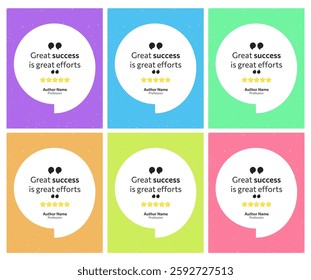 A set of quote templates for social media posts with multi-colored backgrounds. Vector illustration