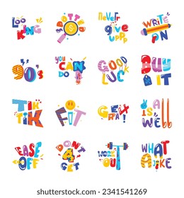 Set of Quotes Flat Stickers 

