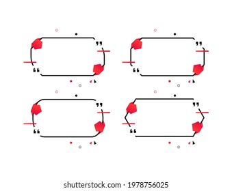 set of quotes frame template text with memphis geometric style decorations