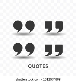 Set of quotes icon simple silhouette flat style vector illustration on transparent background.
