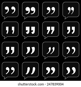 Set of quotes mark on black background. Vector