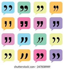 Set of quotes mark on colorful background. Vector