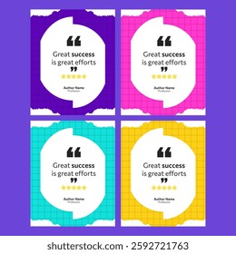 A set of quotes for posting on social media with colorful checkered background. Vector illustration