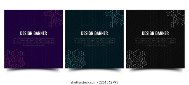 Plantilla de publicación de un conjunto de citas en redes sociales. Banner cuadrado de línea geométrica de color