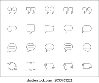 Set of Quotes and speech bubble line style. It contains such as messages, chat, quotation, pop-up and other elements.