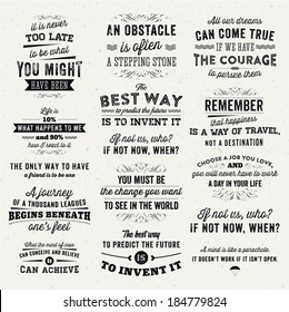 Set of Quotes Typographical Posters, Vector Design. Motivational Quotes for Inspirational Art.