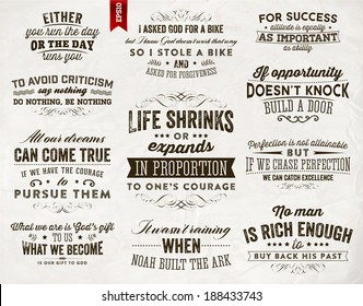 Set of Quotes Typographical Posters, Vector Design. Motivational Quotes for Inspirational Art.