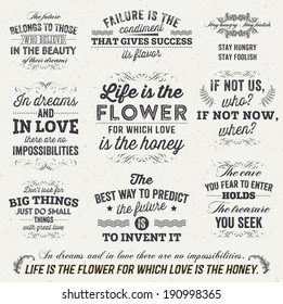 Set of Quotes Typographical Posters, Vector Design. Motivational Quotes for Inspirational Art.