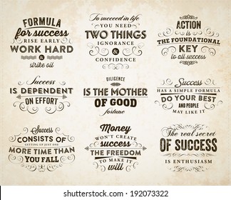 Set of Quotes Typographical Posters, Vector Design. Motivational Success Quotes for Inspirational Art.