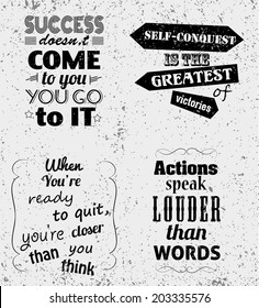 Set of Quotes Typographical Posters, Vector Design. Motivational Success Quotes for Inspirational Art