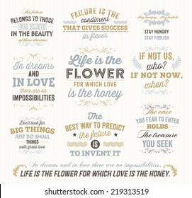 Set of Quotes Typographical Posters, Vector Design. Motivational Quotes for Inspirational Art. Modern Colors Version.